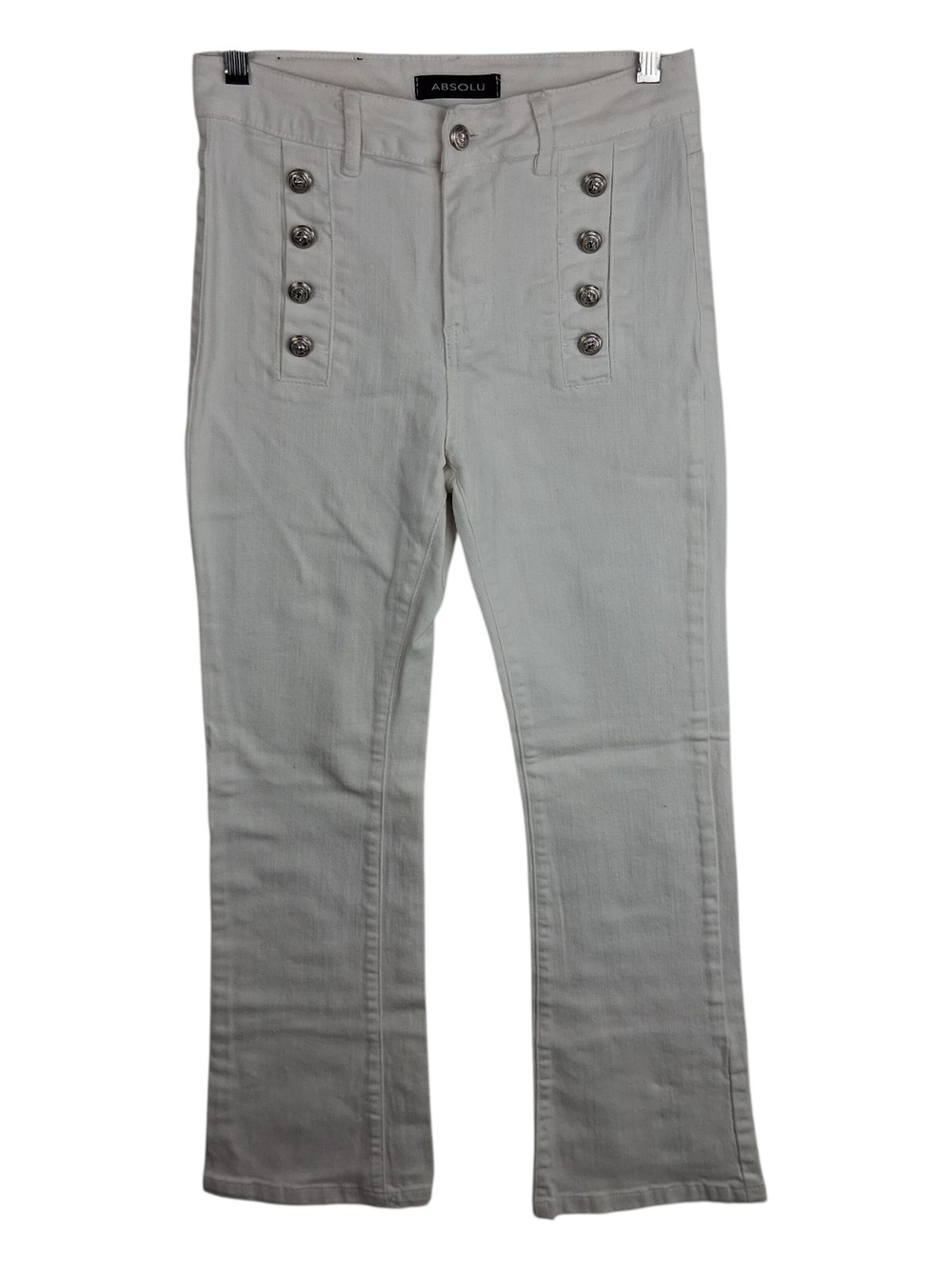 Absolu Womens US Small EUR 36 White Sailor High Waist Denim Straight Leg Jeans
